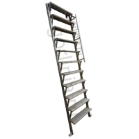 Лестница из нержавейки в подвал и на чердак приставная с рифлеными ступенями и поручнем